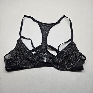 Victoria Secret Women Bra 32B Black Front Close Very Sexy Bralette Unlined Demi